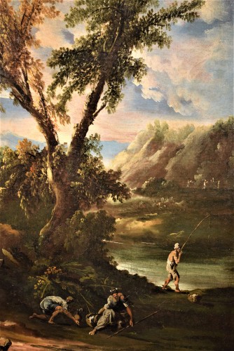 Paire de Paysages Italiens datés 1709 - Antonio F. Peruzzini (1643 - 1724) - Romano Ischia
